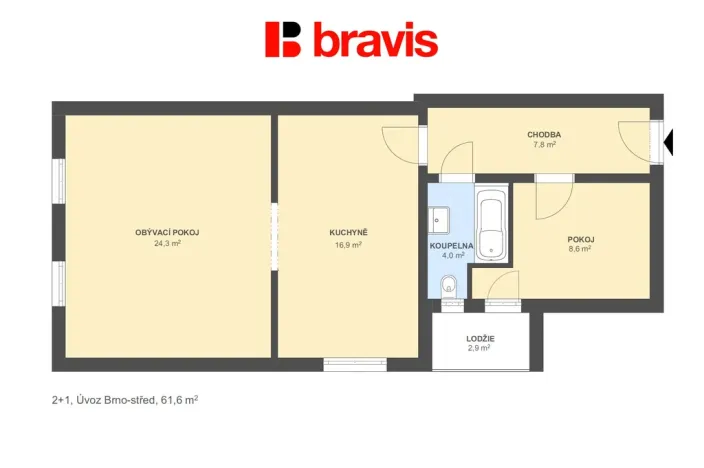 Pronájem bytu 2+1, Brno - Brno-město, Úvoz, 63 m2