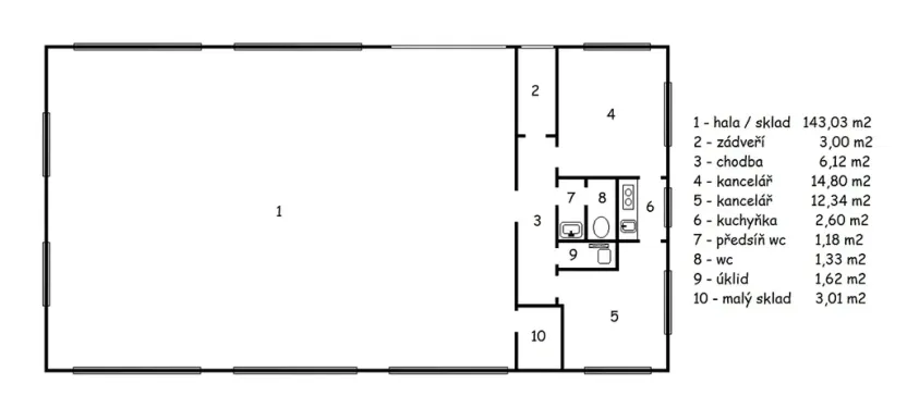 Pronájem skladu, Dobříš, Na Chmelnici, 189 m2