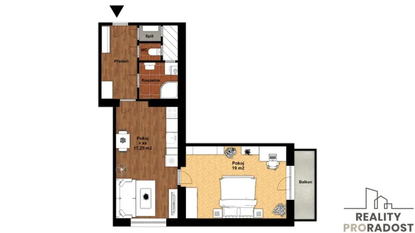 Pronájem bytu 2+kk, Praha - Vysočany, Prouzova, 50 m2