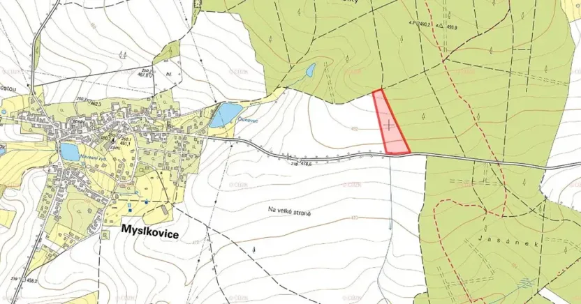 Prodej pole, Myslkovice, 21400 m2