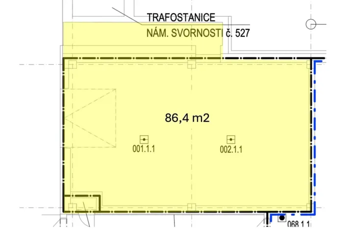 Pronájem komerční nemovitosti, Brno, náměstí Svornosti, 86 m2