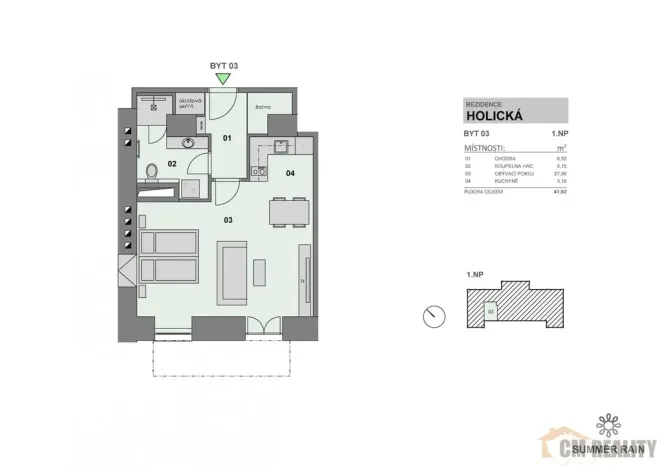 Pronájem bytu 1+kk, Olomouc - Hodolany, Holická, 42 m2