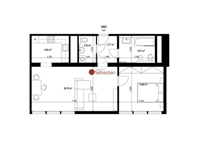 Pronájem bytu 2+1, Teplice - Trnovany, Antonína Sochora, 61 m2