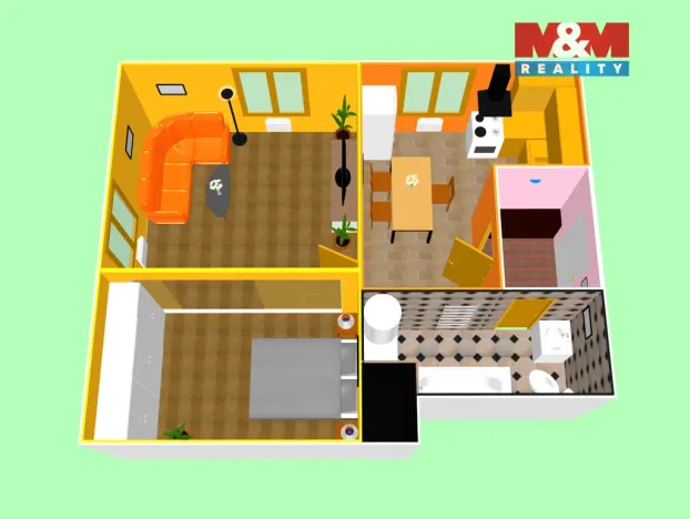 Pronájem bytu 2+kk, Červené Pečky, V Cihelně, 48 m2