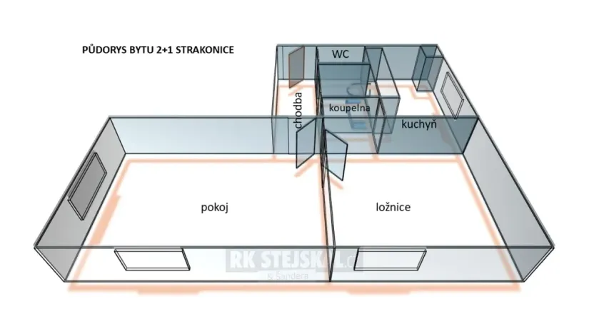 Prodej bytu 2+1, Strakonice - Strakonice I, Krále Jiřího z Poděbrad, 52 m2