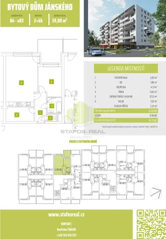 Pronájem bytu 2+kk, Olomouc, Janského, 59 m2