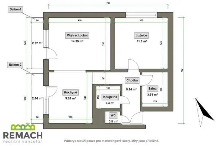 Pronájem bytu 2+kk, Uherské Hradiště, Stará Tenice, 56 m2