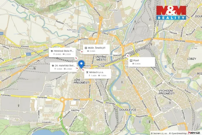 Pronájem bytu 1+1, Plzeň - Jižní Předměstí, Němejcova, 33 m2