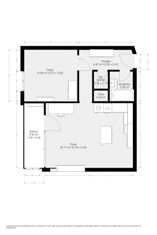 Pronájem bytu 2+kk, Brno, Oblá, 50 m2