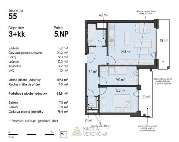 Pronájem bytu 3+kk, Brno, Rybářská, 63 m2