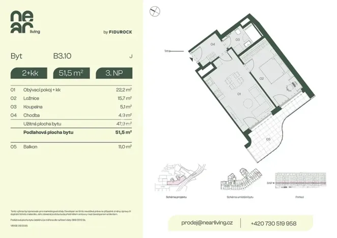 Prodej bytu 2+kk, Praha - Libeň, Na kopečku, 48 m2