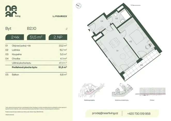 Prodej bytu 2+kk, Praha - Libeň, Na kopečku, 48 m2