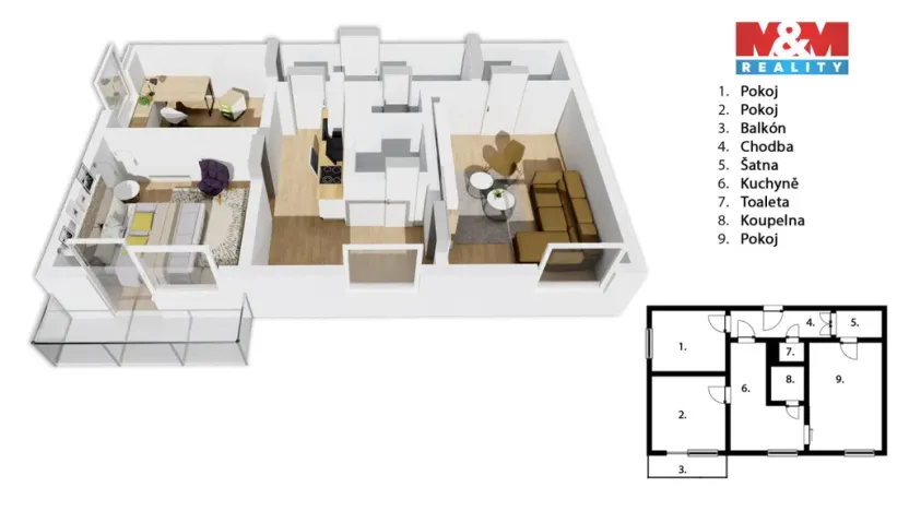 Prodej bytu 3+1, Rychnov nad Kněžnou, Na Trávníku, 69 m2