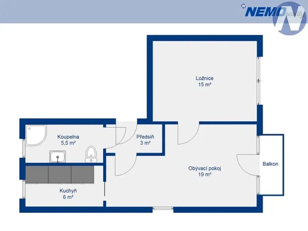 Pronájem bytu 2+1, České Budějovice, Roudenská, 54 m2