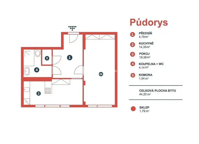 Pronájem bytu 2+kk, Praha, Na bitevní pláni, 45 m2