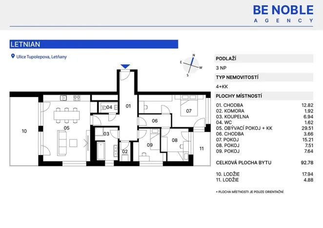 Prodej bytu 4+kk, Praha, Tupolevova, 93 m2
