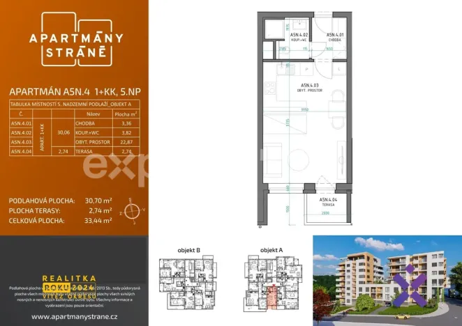 Pronájem bytu 1+kk, Zlín, Nad Stráněmi, 33 m2