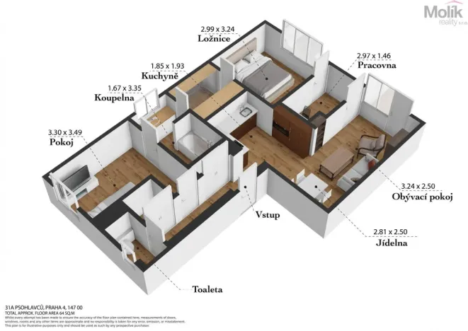 Prodej bytu 3+kk, Praha - Braník, Psohlavců, 64 m2