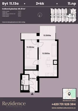 Prodej bytu 2+kk, Brno, Burešova, 50 m2