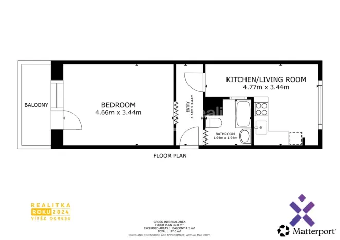 Pronájem bytu 1+1, Zlín, Dlouhá, 40 m2