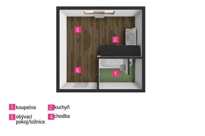 Pronájem bytu 1+kk, Jihlava, Okružní, 20 m2