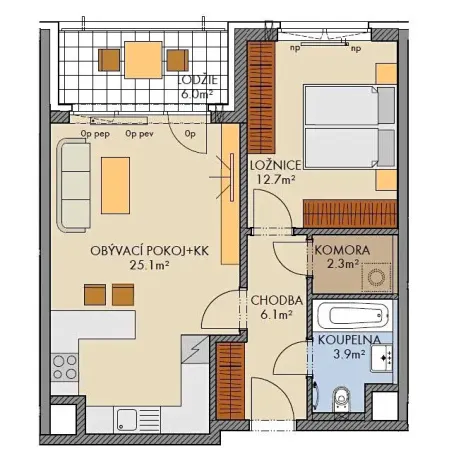 Prodej bytu 2+kk, Praha - Ruzyně, Stočesova, 52 m2