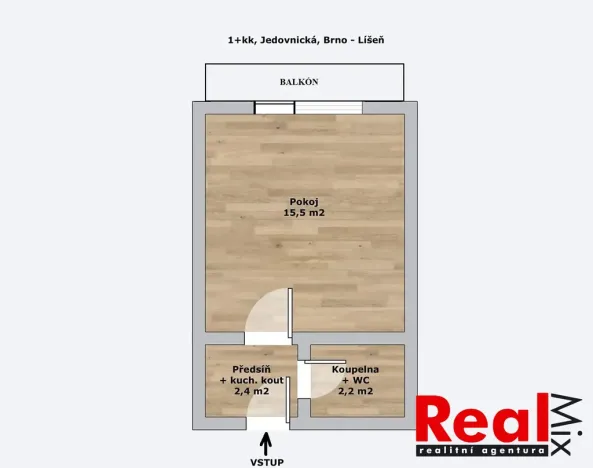 Prodej bytu 1+kk, Brno - Líšeň, Jedovnická, 24 m2