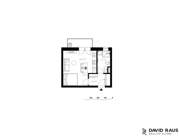 Prodej bytu 1+kk, Bystřice nad Pernštejnem, Forota, 30 m2