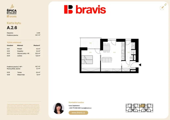 Prodej bytu 2+kk, Brno, Sokolnická, 44 m2