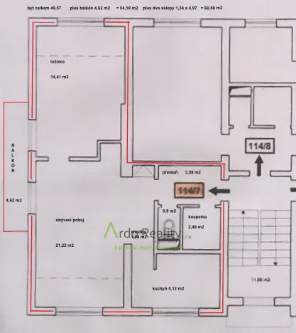 Prodej bytu 2+1, Frymburk, 56 m2