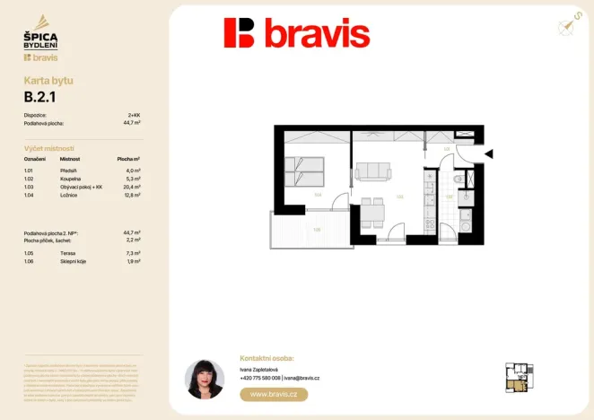 Prodej bytu 2+kk, Brno, Sokolnická, 44 m2
