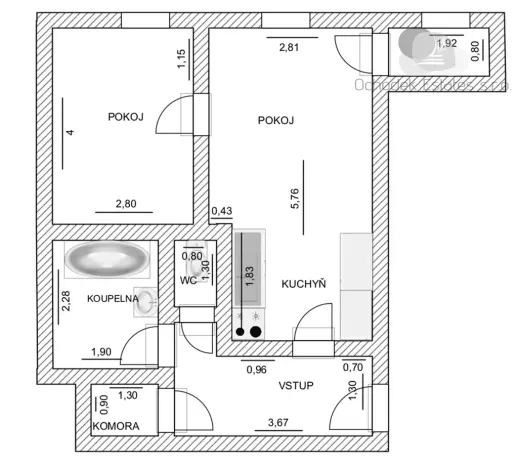 Prodej bytu 2+kk, Ostrava, U Oblouku, 42 m2