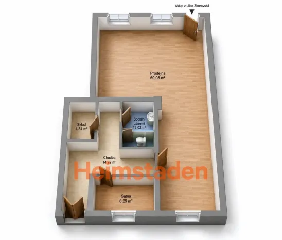 Pronájem obchodního prostoru, Ostrava - Moravská Ostrava, Zborovská, 89 m2