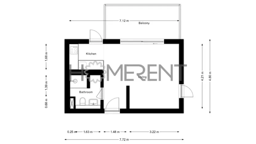 Pronájem bytu 1+kk, Černošice, Ke Hřišti, 33 m2