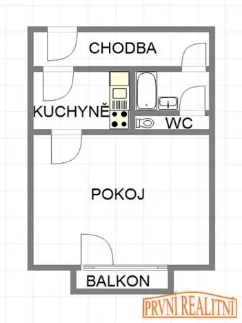 Pronájem bytu 1+1, Uherské Hradiště, Jindřicha Pruchy, 28 m2