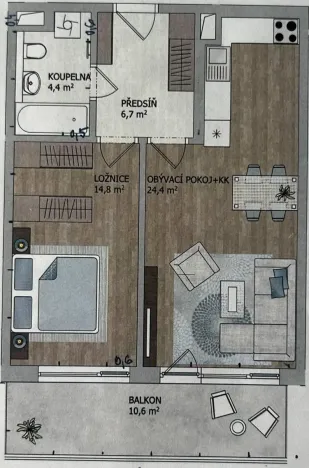 Pronájem bytu 2+kk, Praha - Hloubětín, Granitova, 65 m2