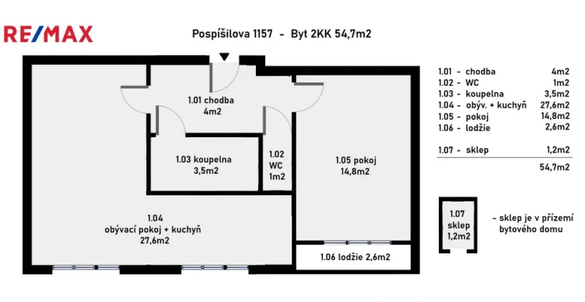 Pronájem bytu 2+kk, Hradec Králové, Pospíšilova, 54 m2