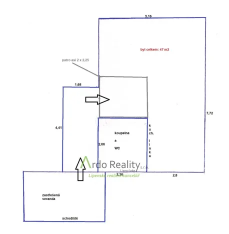 Pronájem bytu 1+kk, Loučovice, 47 m2