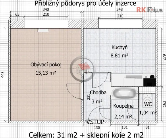 Pronájem bytu 1+1, Třebíč, Moskevská, 33 m2