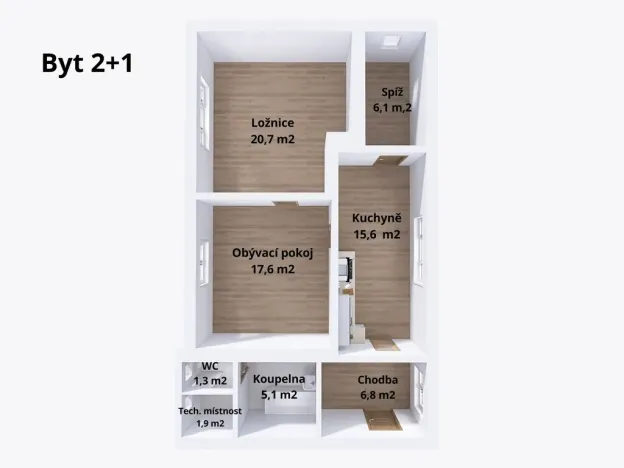 Prodej bytu 2+1, Dlouhá Loučka, Sokolská, 75 m2