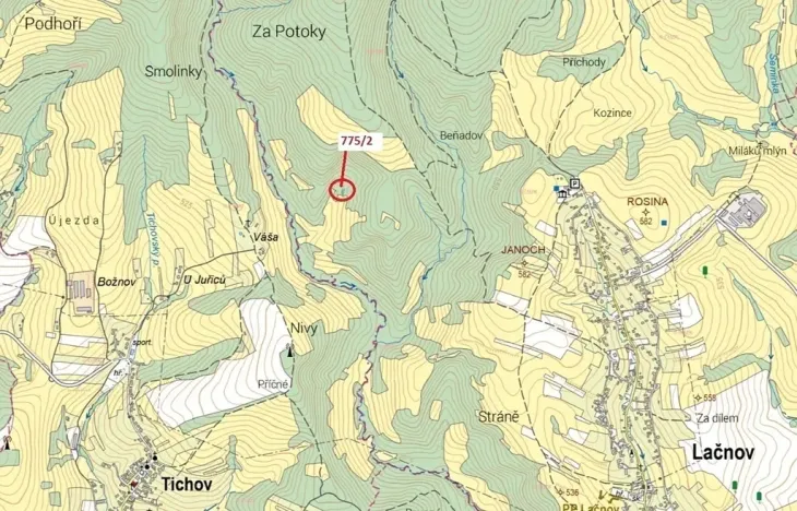 Dražba lesa, Lačnov, 281 m2