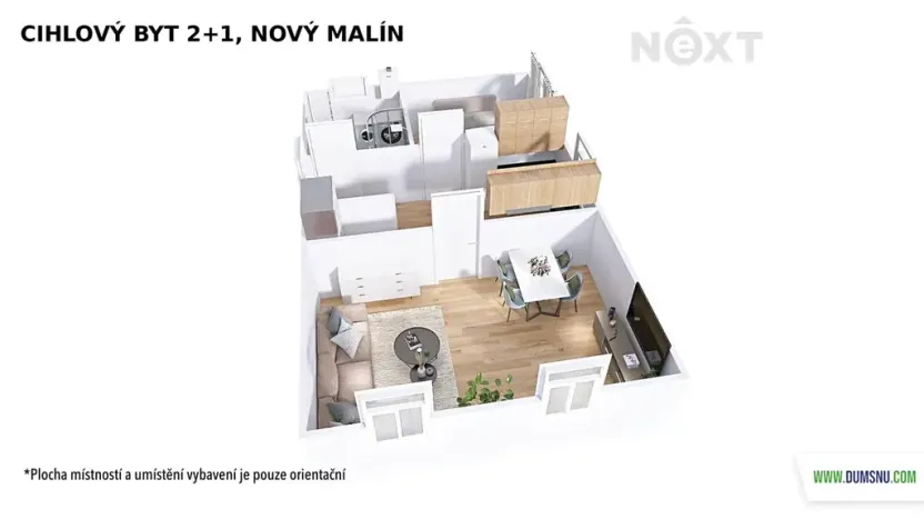 Pronájem bytu 2+1, Nový Malín, 49 m2