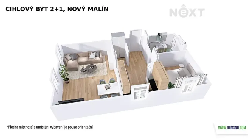 Pronájem bytu 2+1, Nový Malín, 49 m2