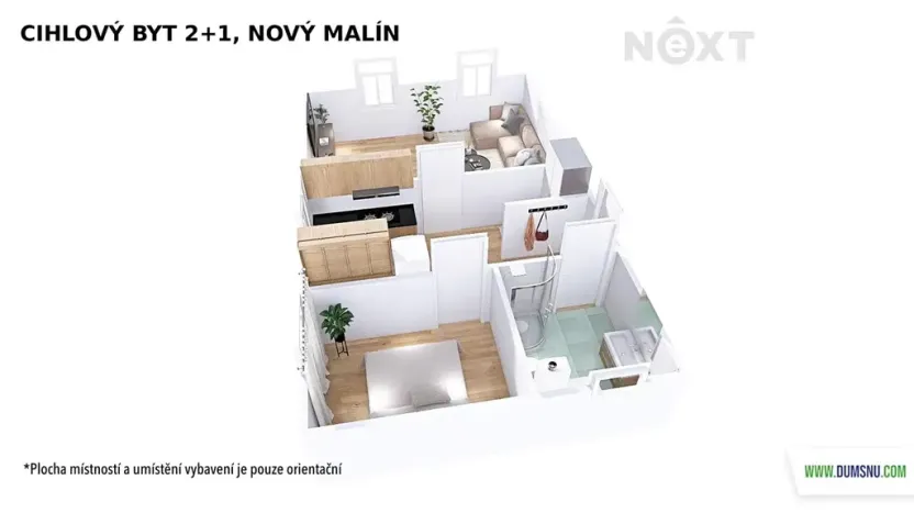 Pronájem bytu 2+1, Nový Malín, 49 m2