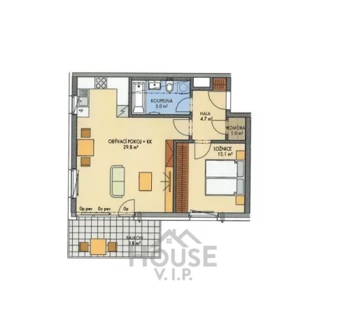 Prodej bytu 2+kk, Praha - Prosek, Nad Krocínkou, 55 m2