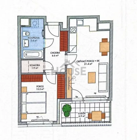Prodej bytu 2+kk, Praha - Hlubočepy, Hugo Haase, 50 m2