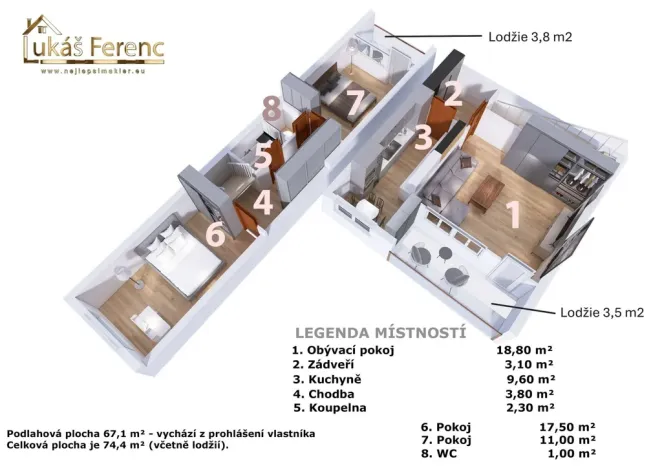 Prodej bytu 3+1, Kladno, Plzeňská, 74 m2
