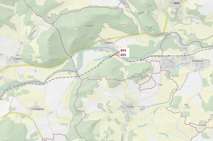 Dražba lesa, Rabí, 2561 m2