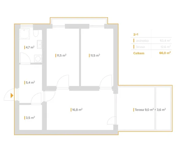 Prodej bytu 2+1, Brno, Kobylín, 53 m2