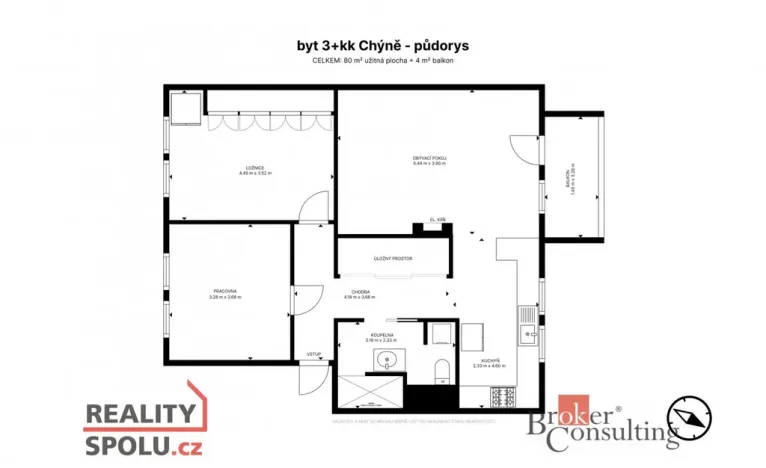 Prodej bytu 3+kk, Chýně, Tichá, 79 m2